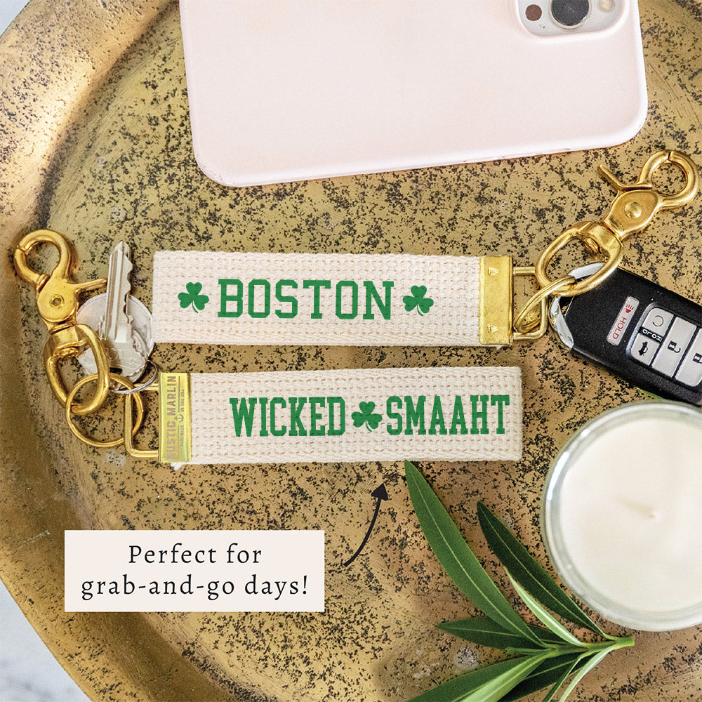 Boston Wicked Smaaht Shamrock Keychain