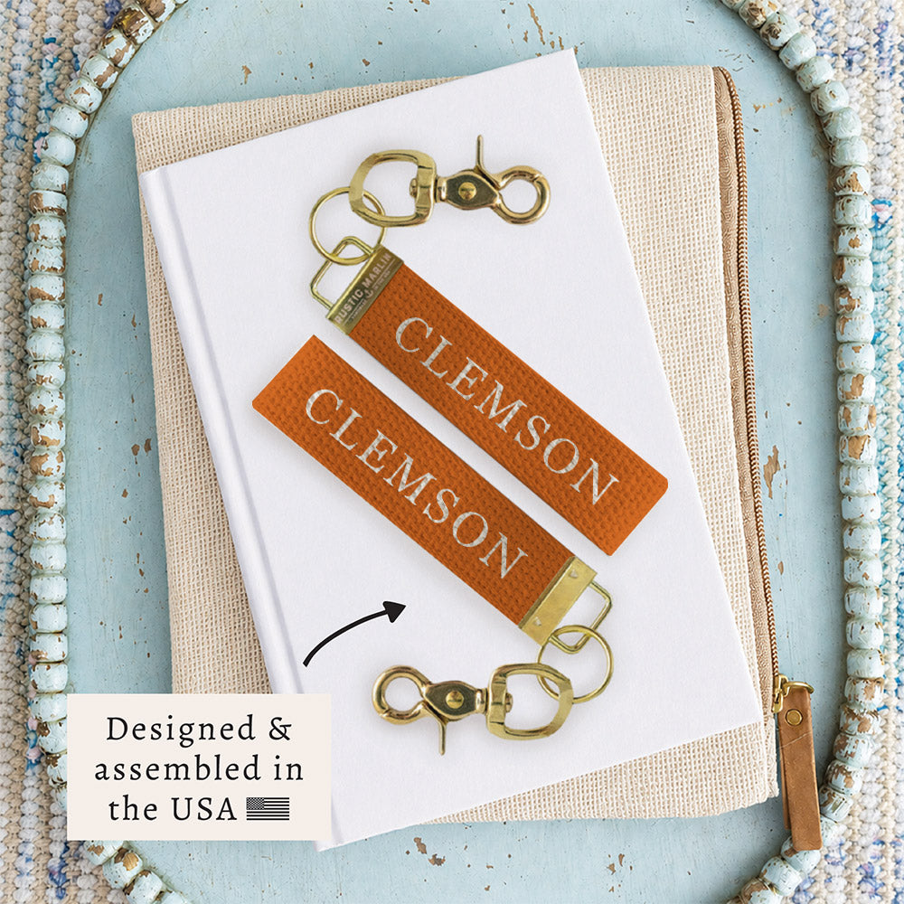 Clemson Block Keychain