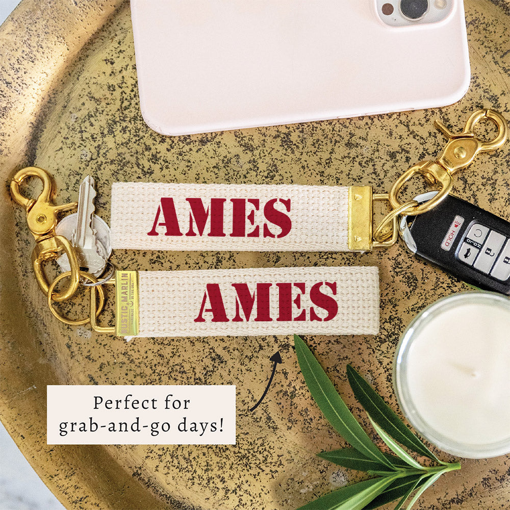 Ames Red Block Keychain
