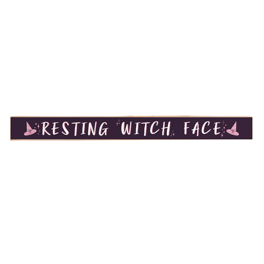 Resting Witch Face Halloween Skinny Wooden Sign