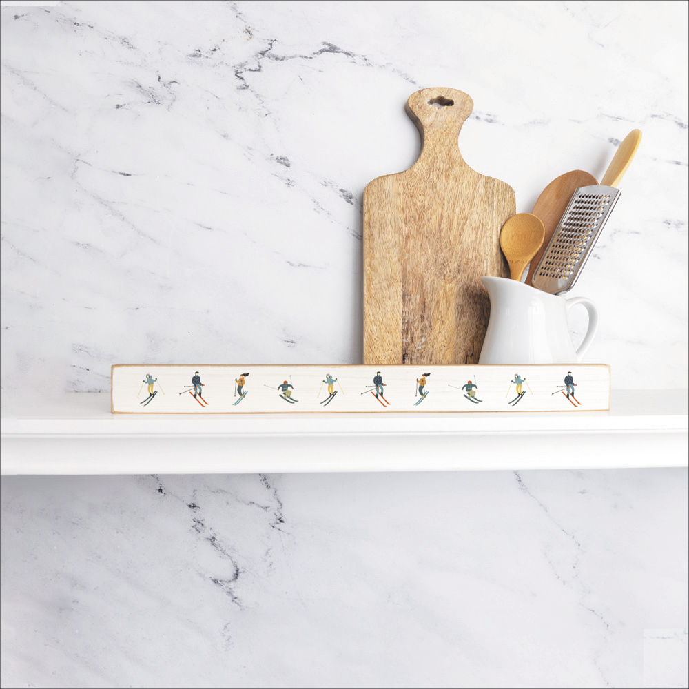 Alpine Skiing Skinny Wooden Sign