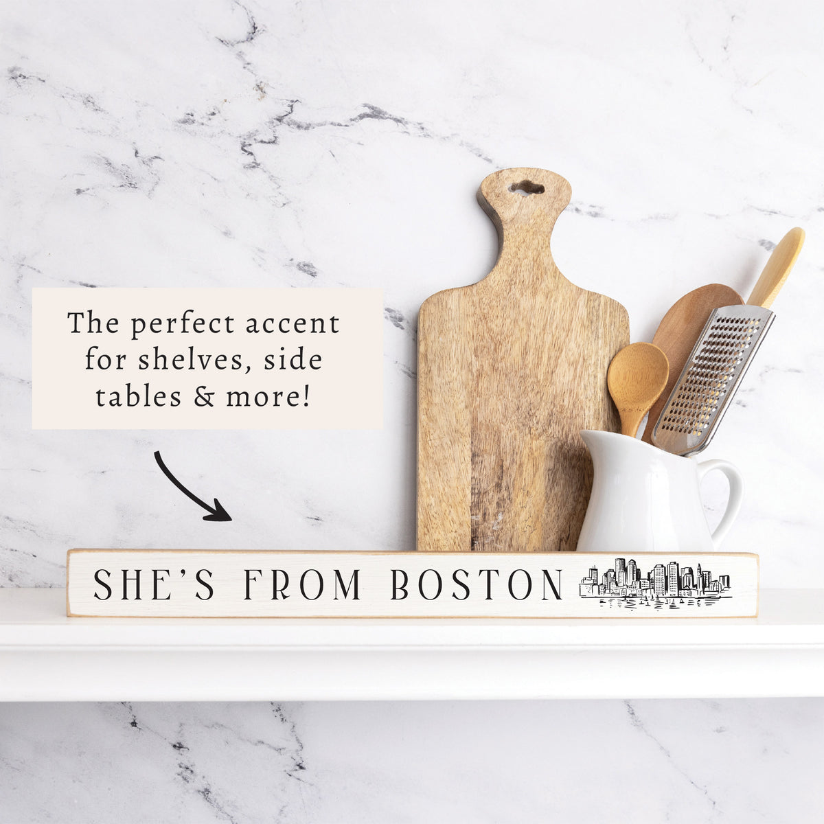 She’s From Boston Skyline Skinny Sign