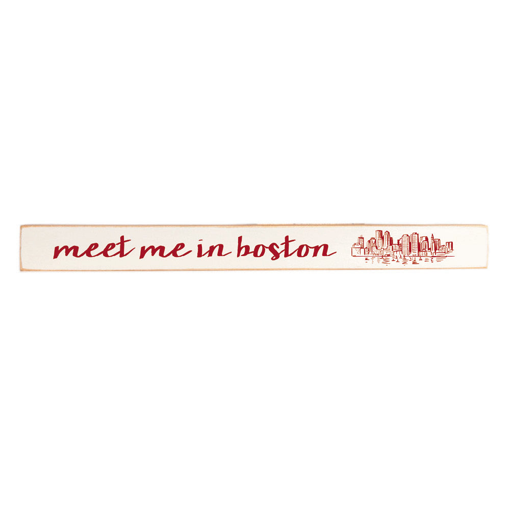 Meet Me In Boston Brick Red Skyline Skinny Sign
