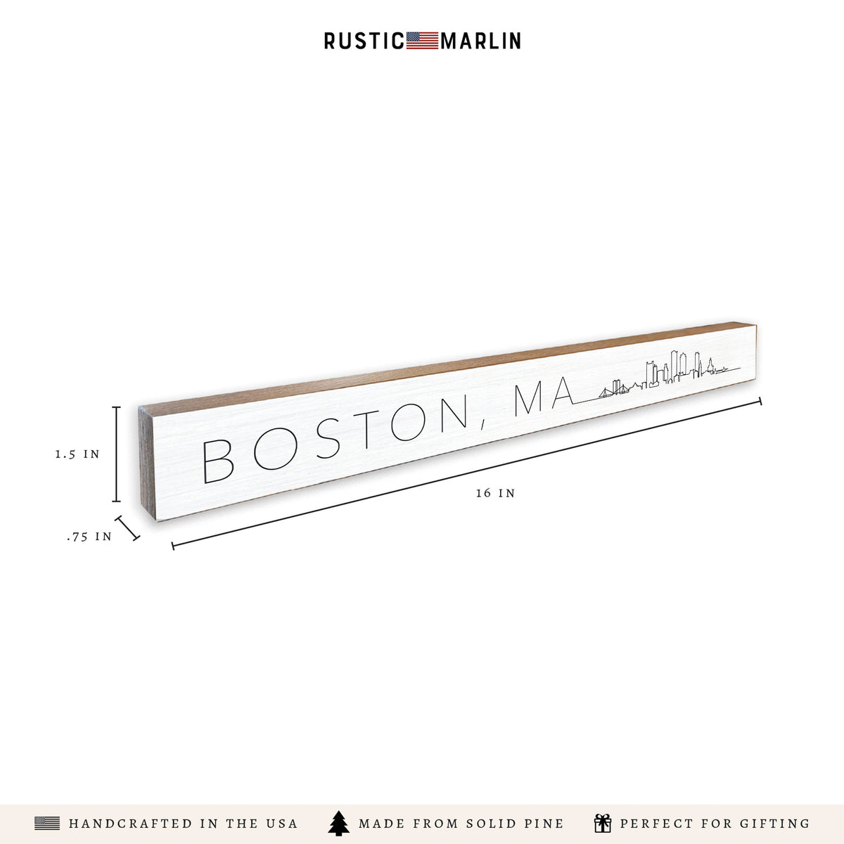 Boston MA Line Art Skyline Skinny Sign