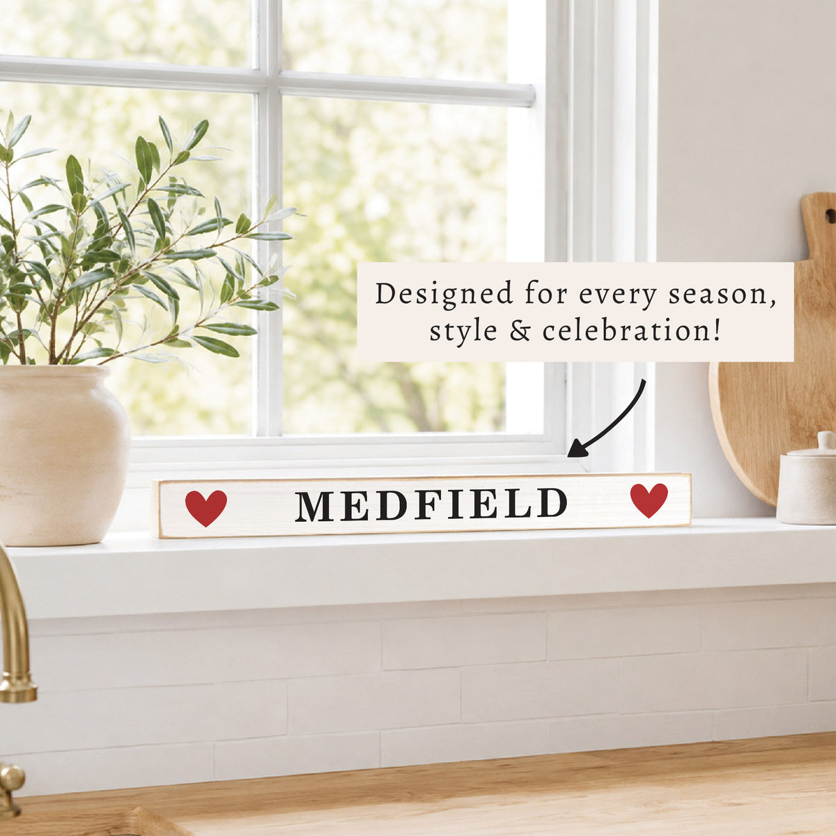 Hearts Personalized Skinny Sign