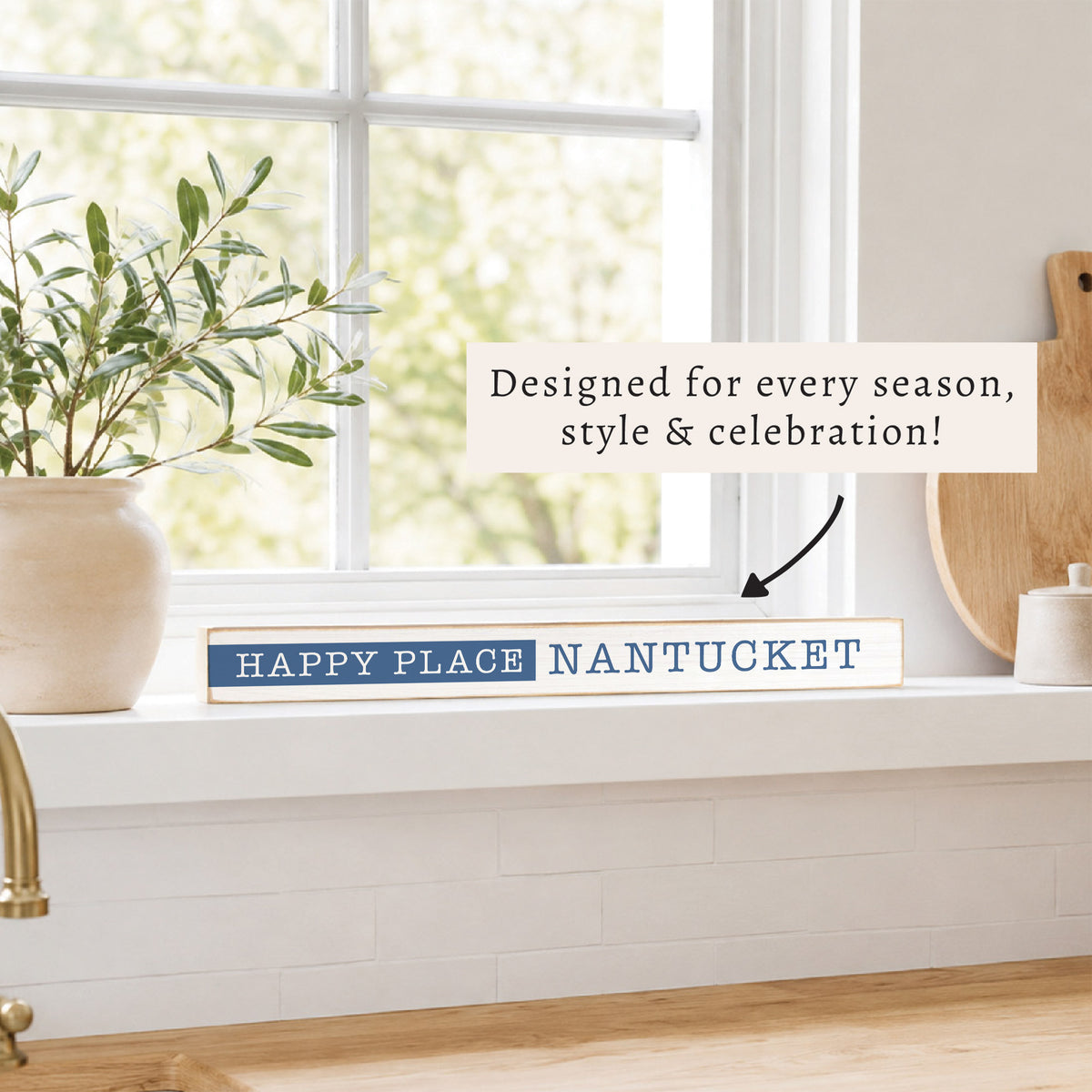 Happy Place Blue Personalized Skinny Sign