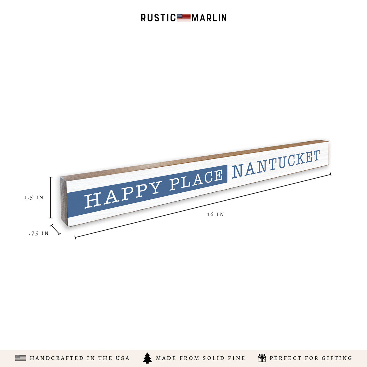 Happy Place Blue Personalized Skinny Sign