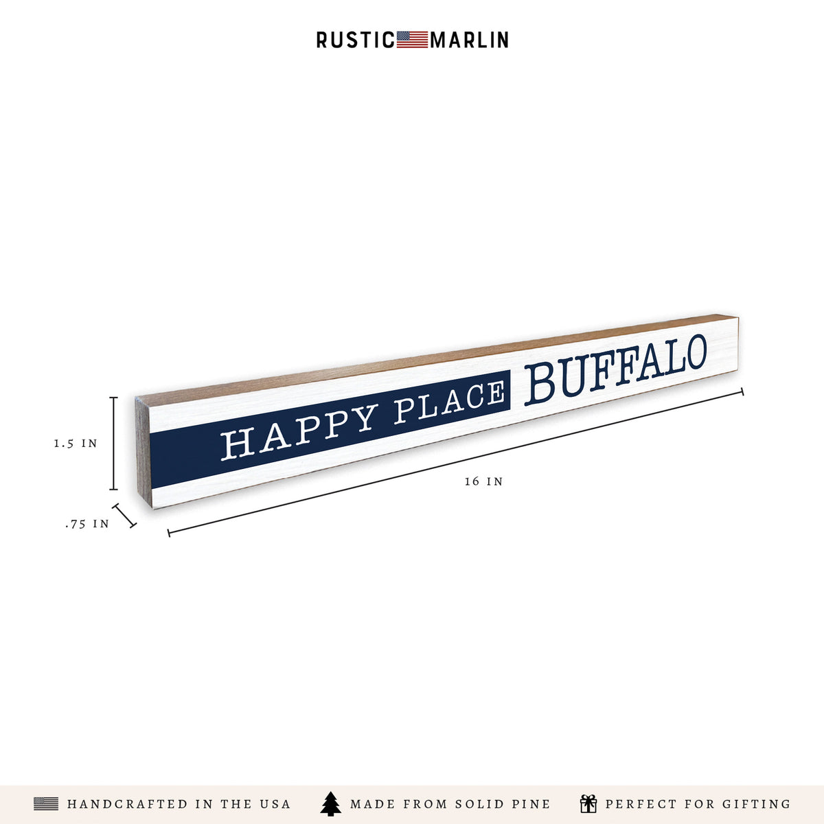 Happy Place Personalized Skinny Sign | Shelf Decor