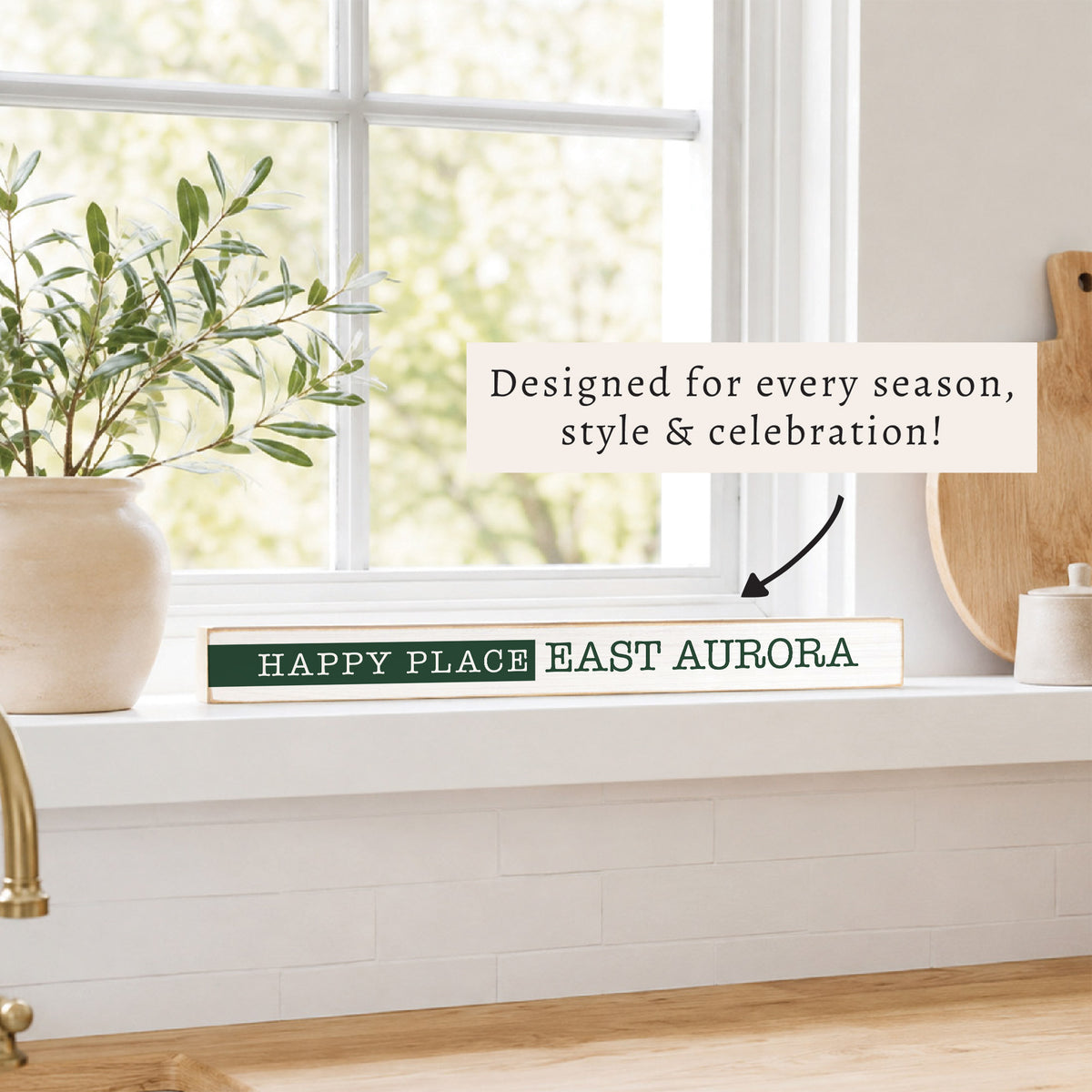 Happy Place Personalized Skinny Sign | Shelf Decor