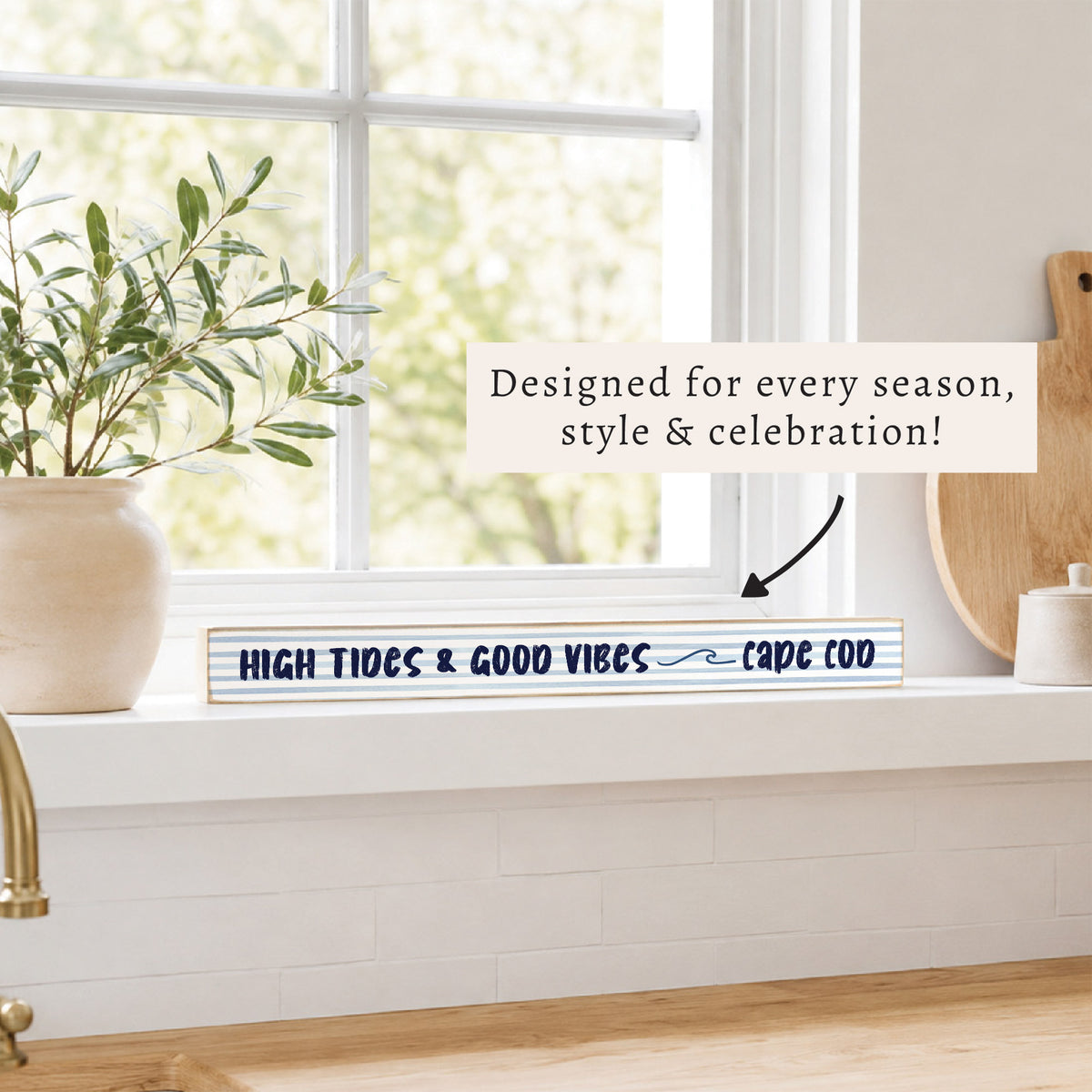 High Tides Good Vibes Personalized Skinny Sign