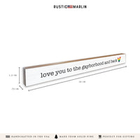 Love You To Rainbow Heart Personalized Skinny Sign