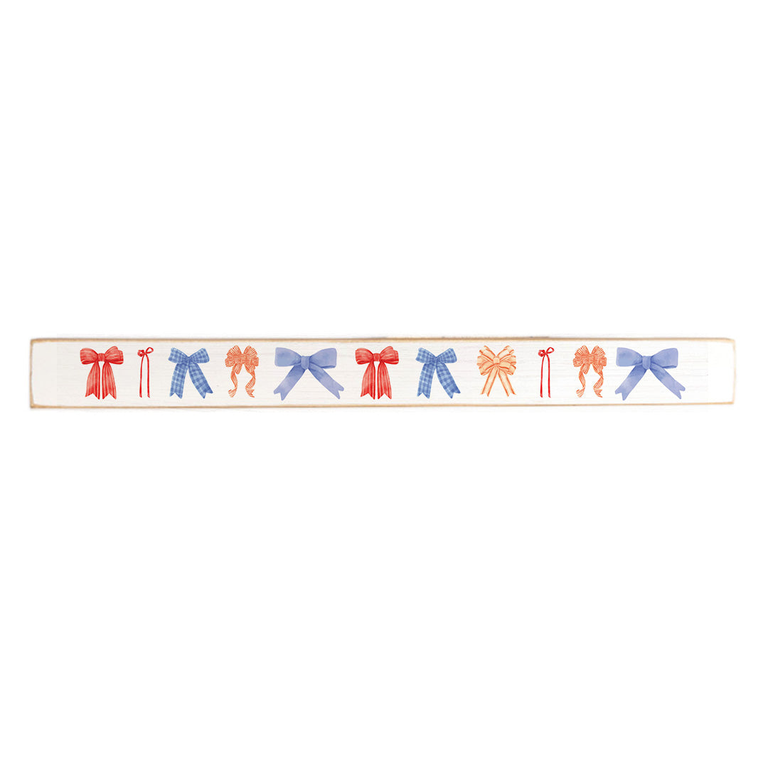 Watercolor American Bows Skinny Wooden Sign