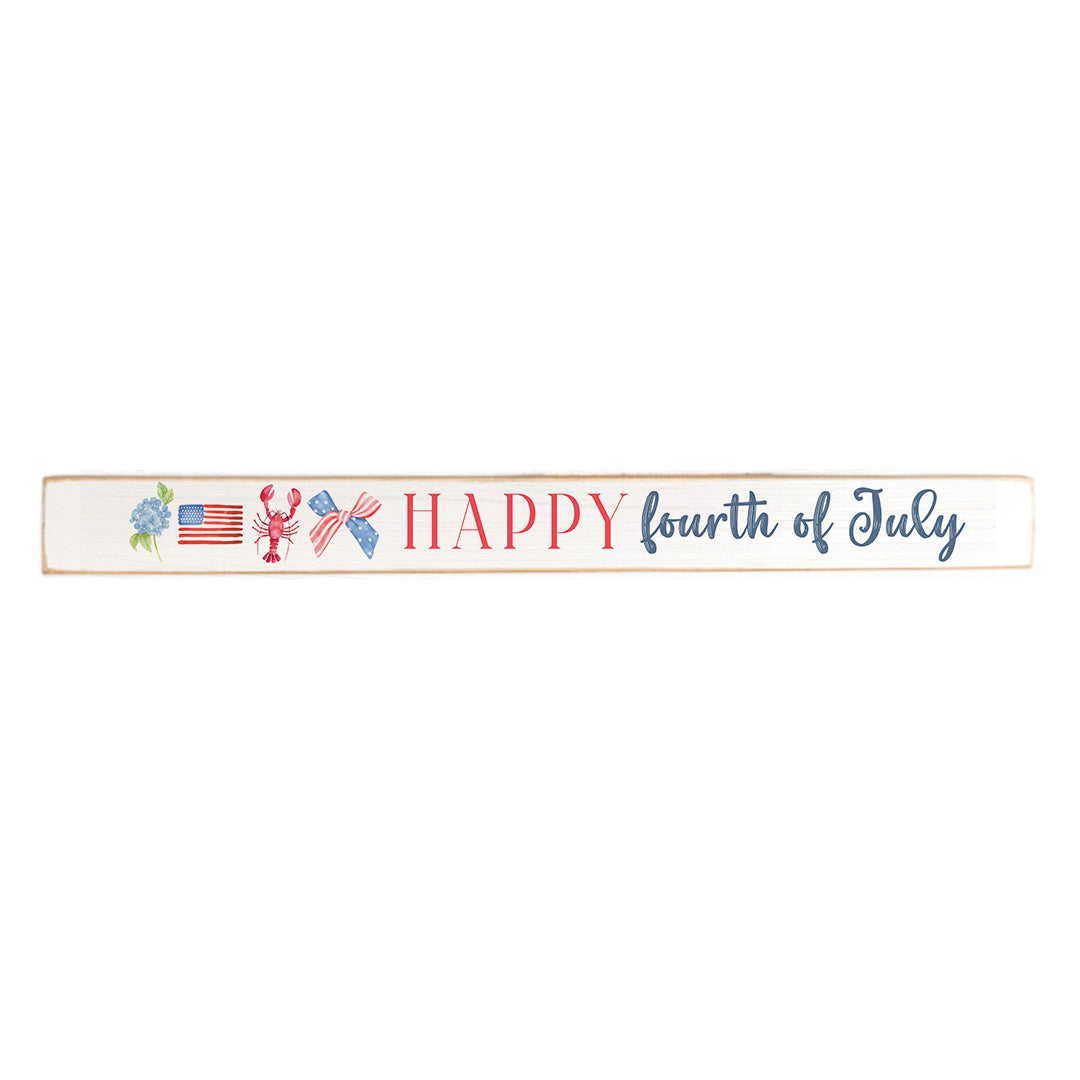 Watercolor Happy 4th Icon Skinny Wooden Sign