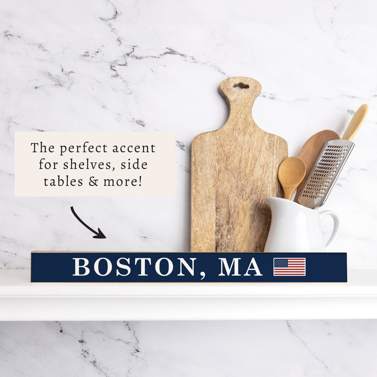 Boston MA American Flag Skinny Sign