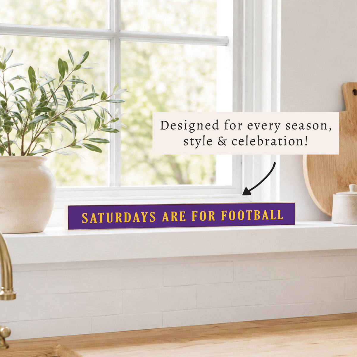 Saturdays are for Football Purple and Yellow Skinny Sign