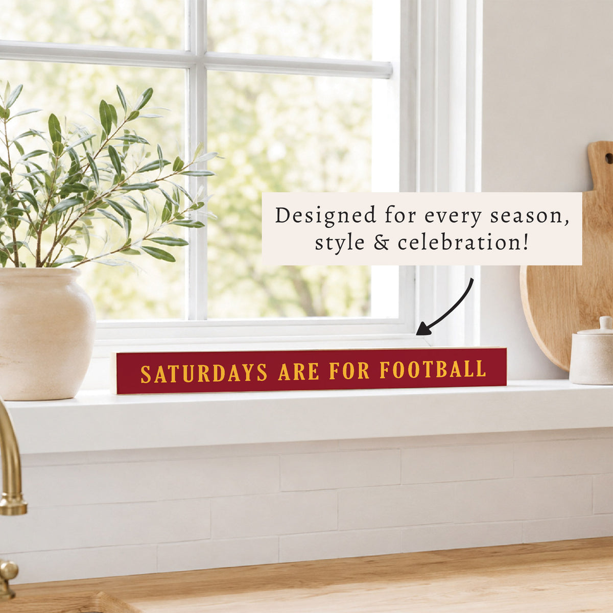 Saturdays are for Football Red and Brown Skinny Sign
