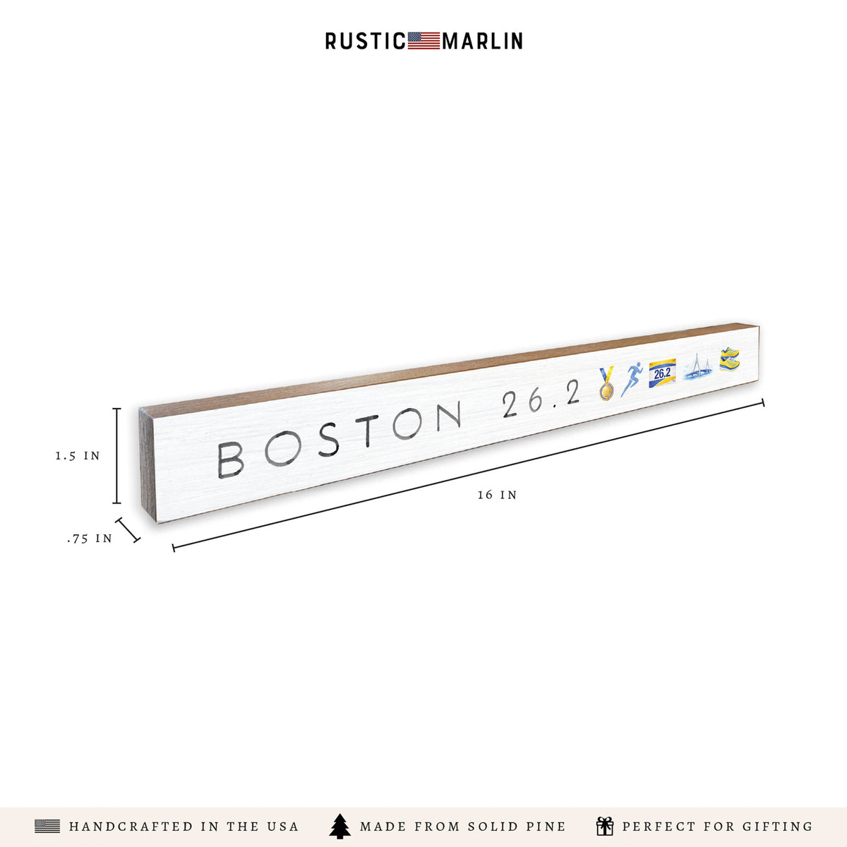 Boston 26.2 Marathon Icons Skinny Sign