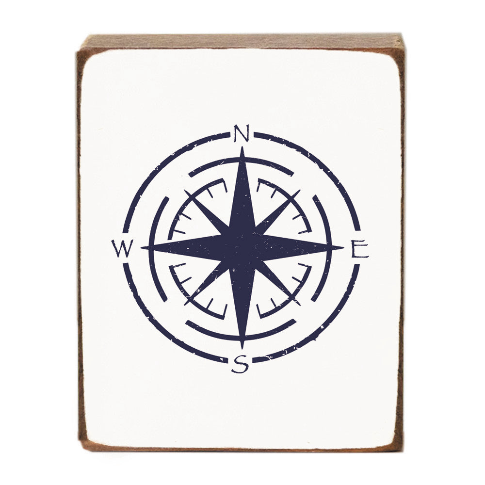 Navy Compass Block Sign