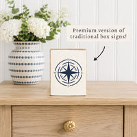 Navy Compass Block Sign