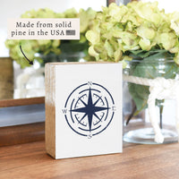 Navy Compass Block Sign