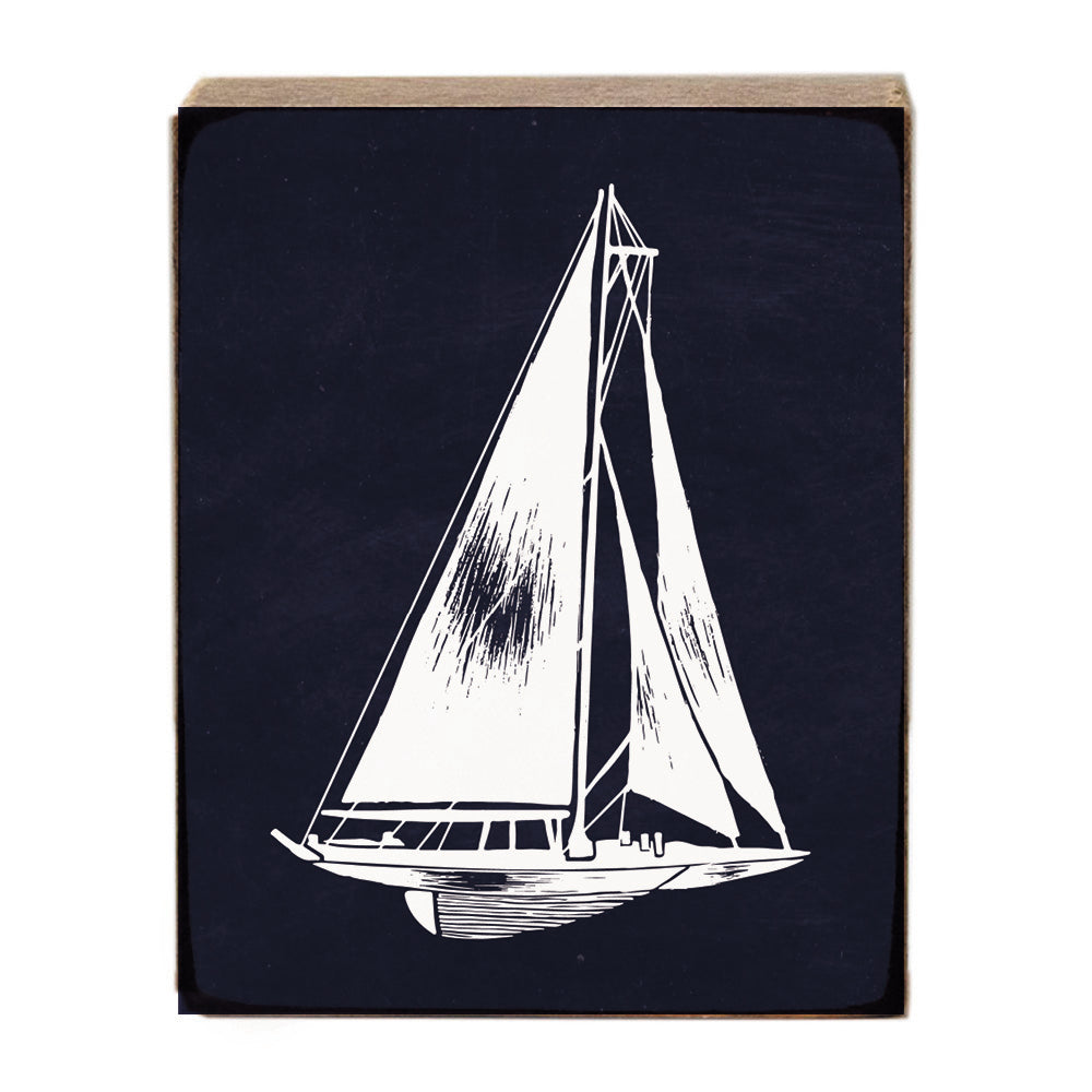 Sketched Sailboat Block Sign