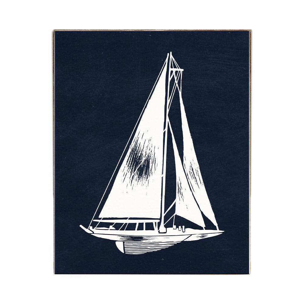 Sketched Sailboat Block Sign