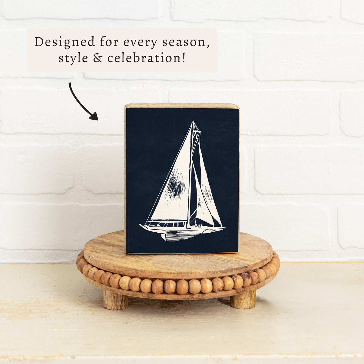 Sketched Sailboat Block Sign