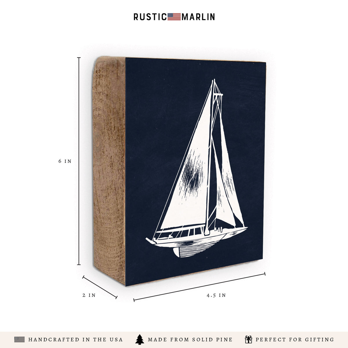 Sketched Sailboat Block Sign