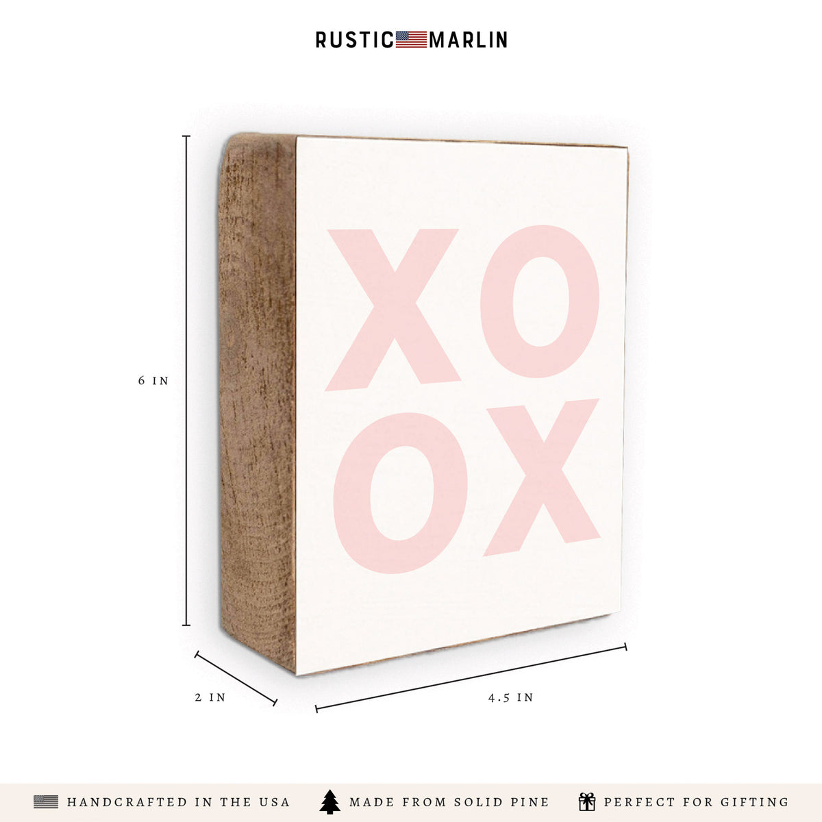 Blush XOXO Block Sign
