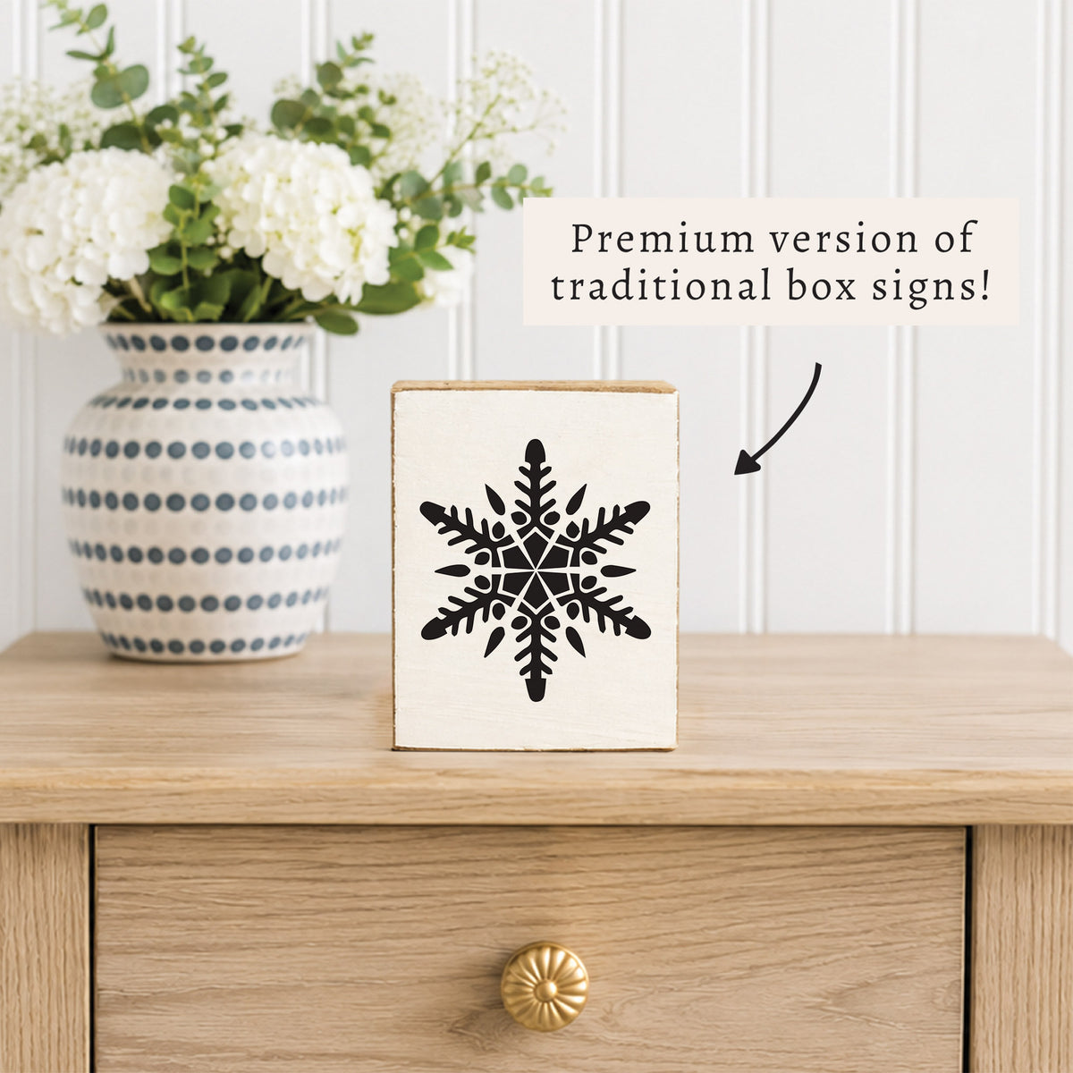 Black Snowflake Block Sign