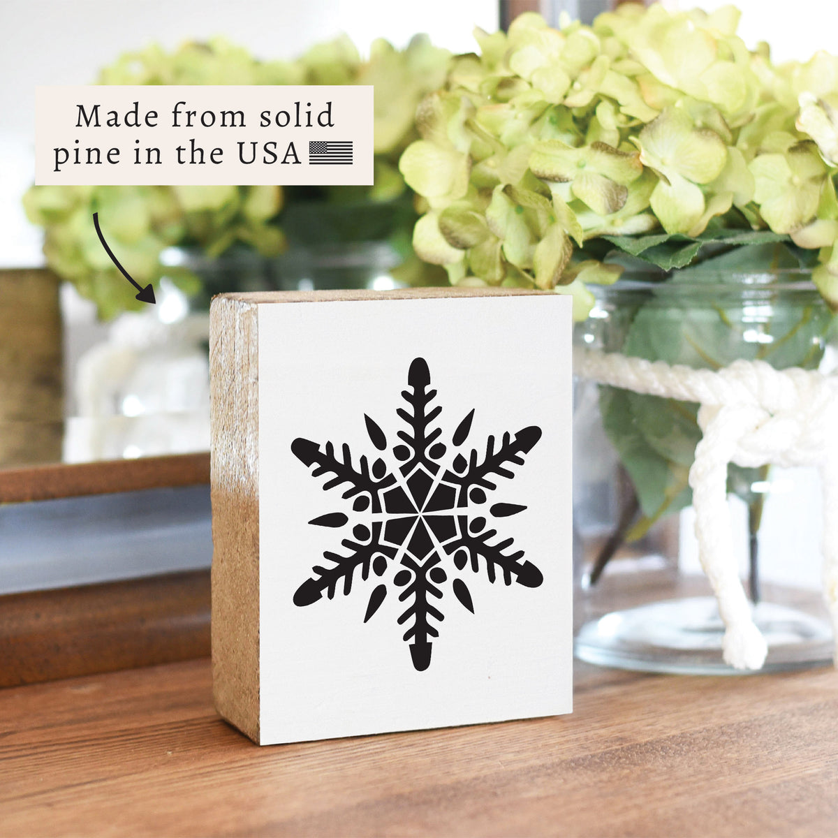Black Snowflake Block Sign