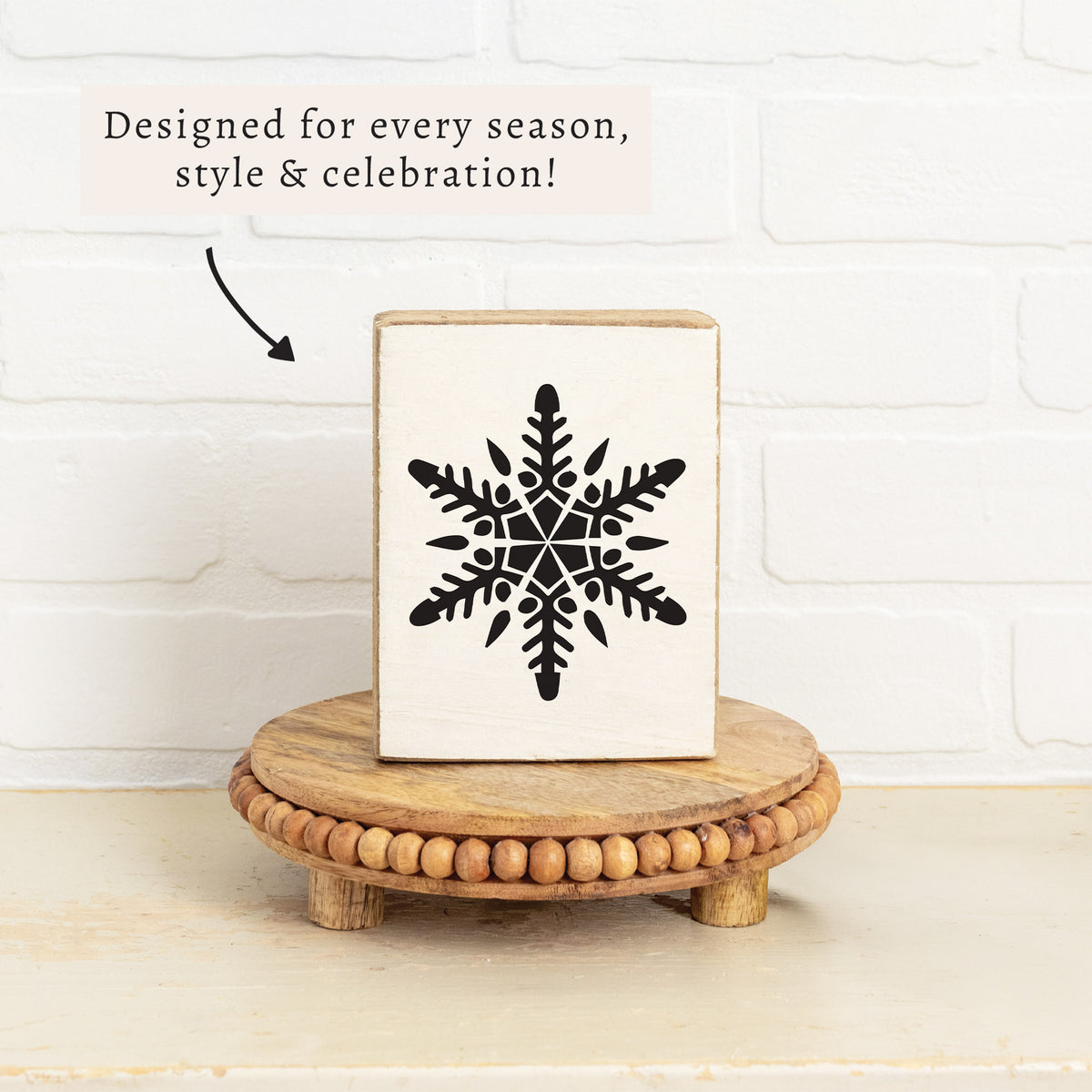 Black Snowflake Block Sign