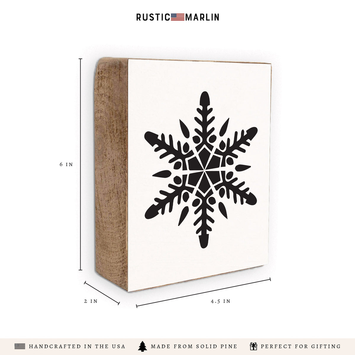 Black Snowflake Block Sign