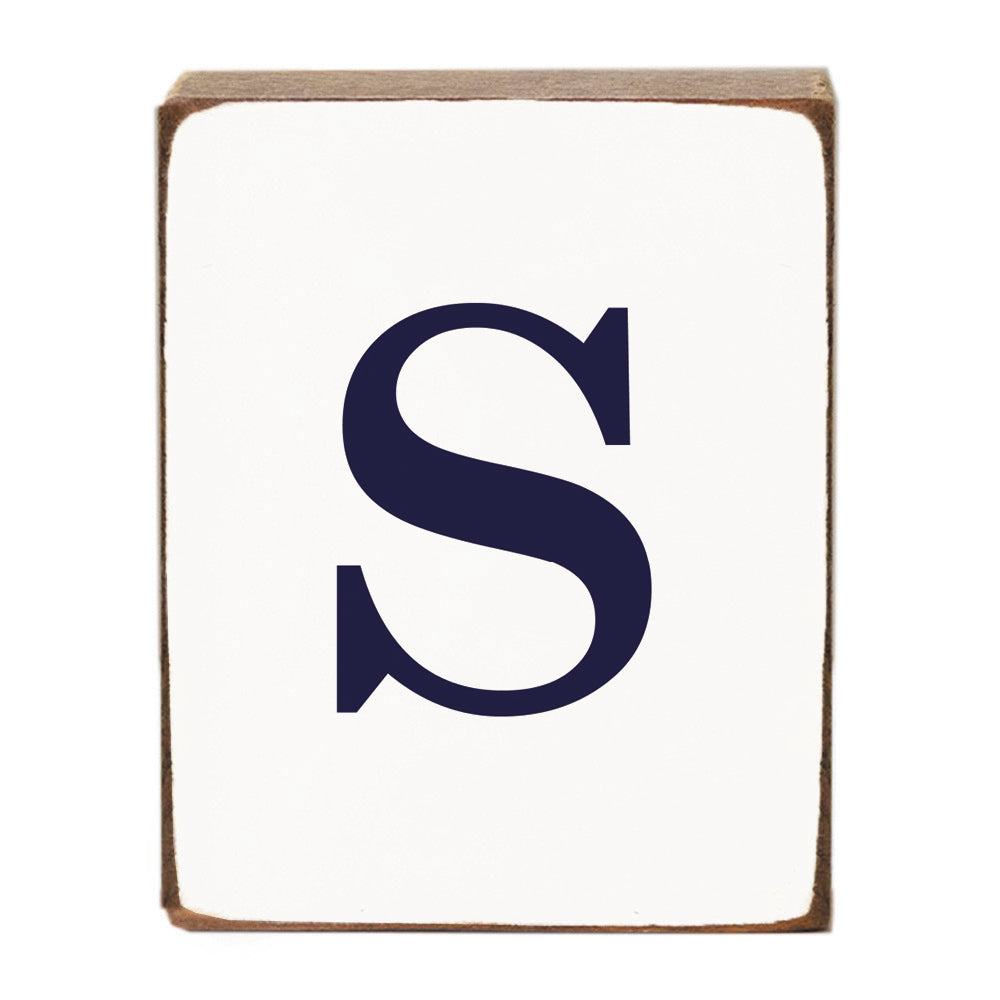 Letter Block - Navy Antique