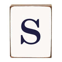 Letter Block - Navy Antique