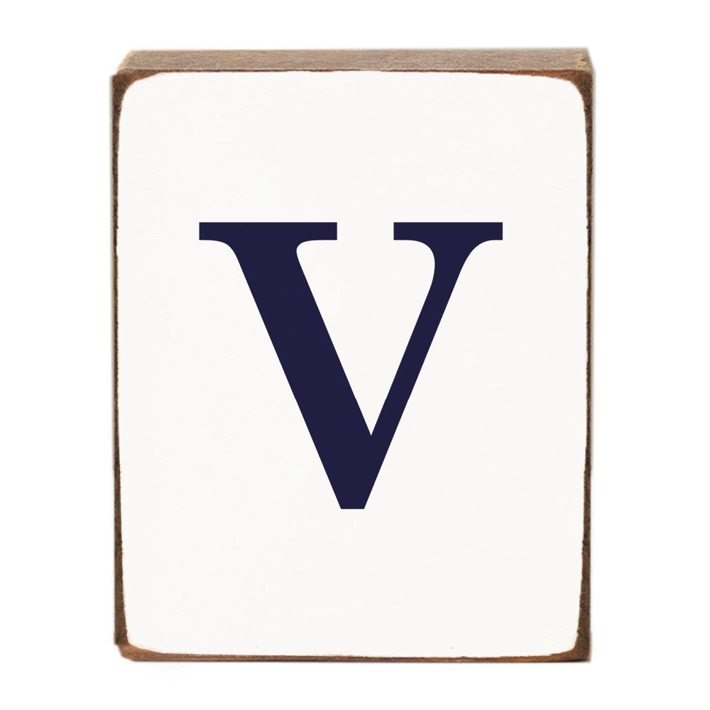 Letter Block - Navy Antique