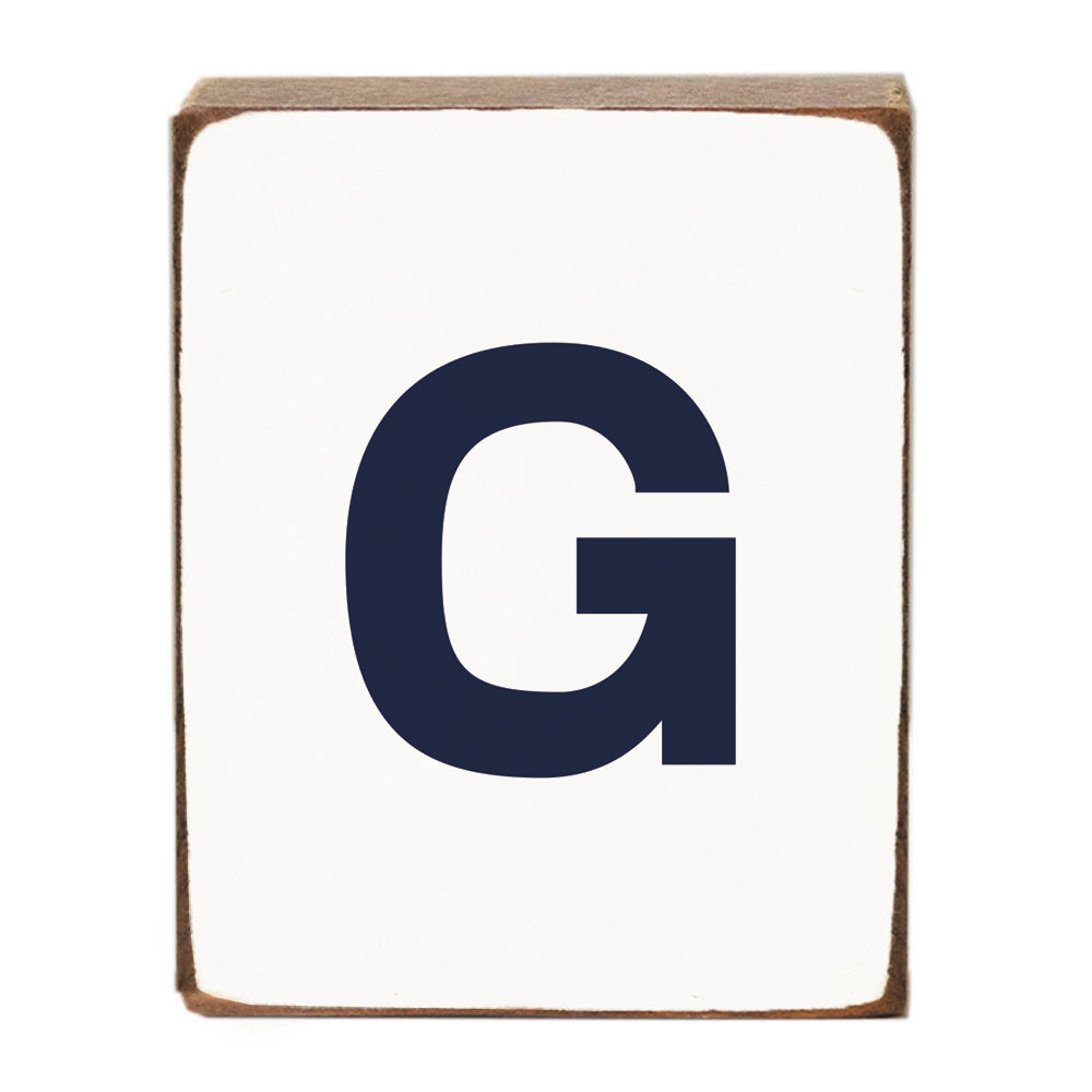 Letter Block - Navy Antique