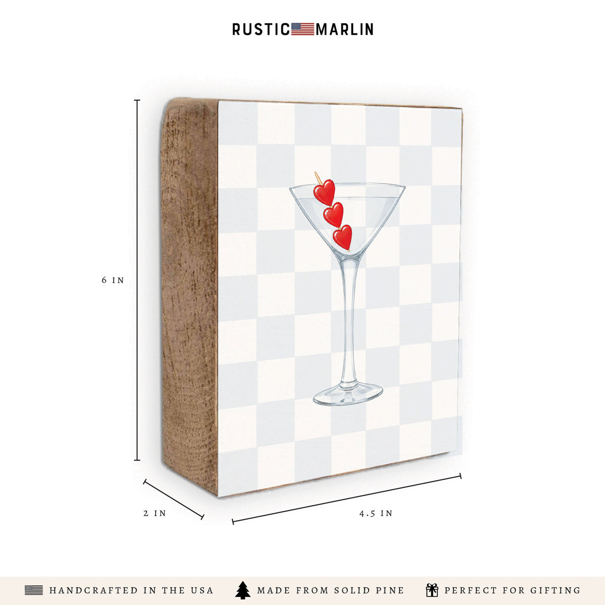 Heart Martini Block Sign