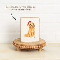 Nantucket Holiday Golden Retriever Block Sign