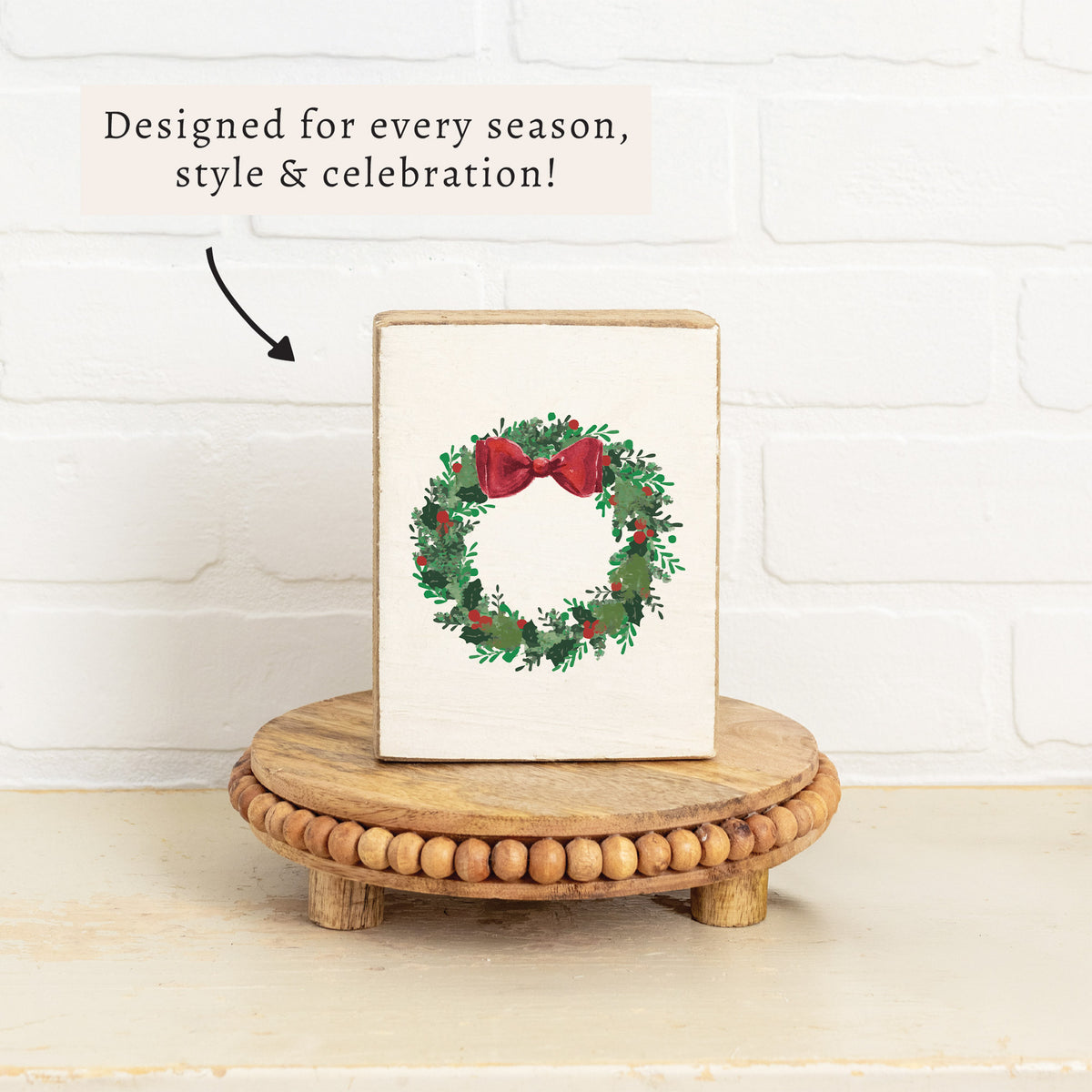 Holiday Wreath Block Sign