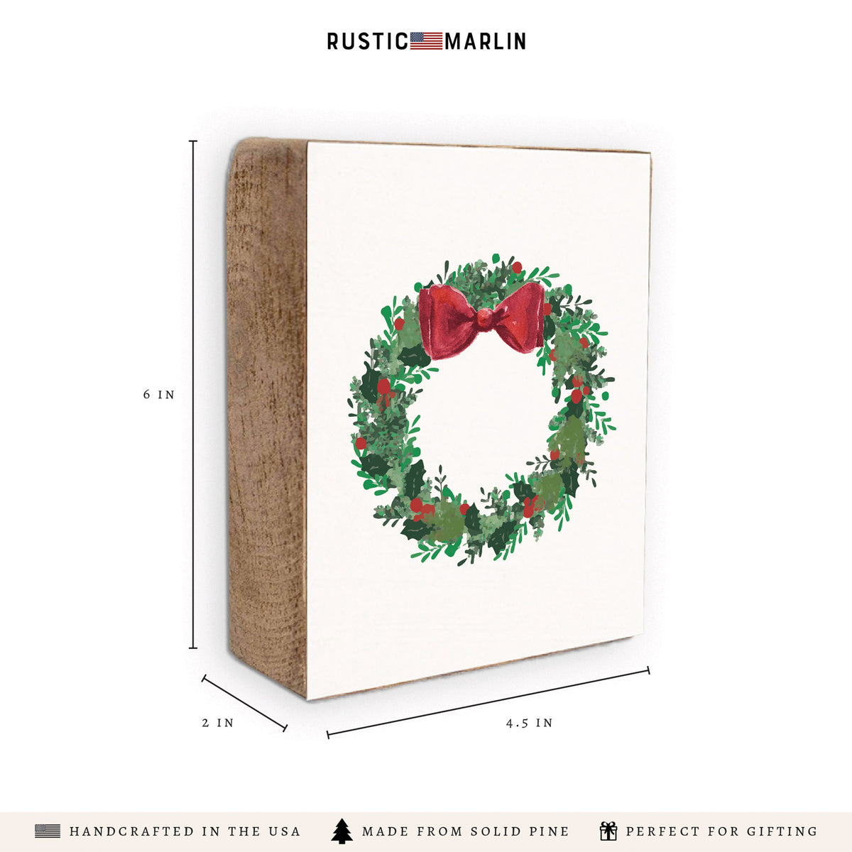 Holiday Wreath Block Sign