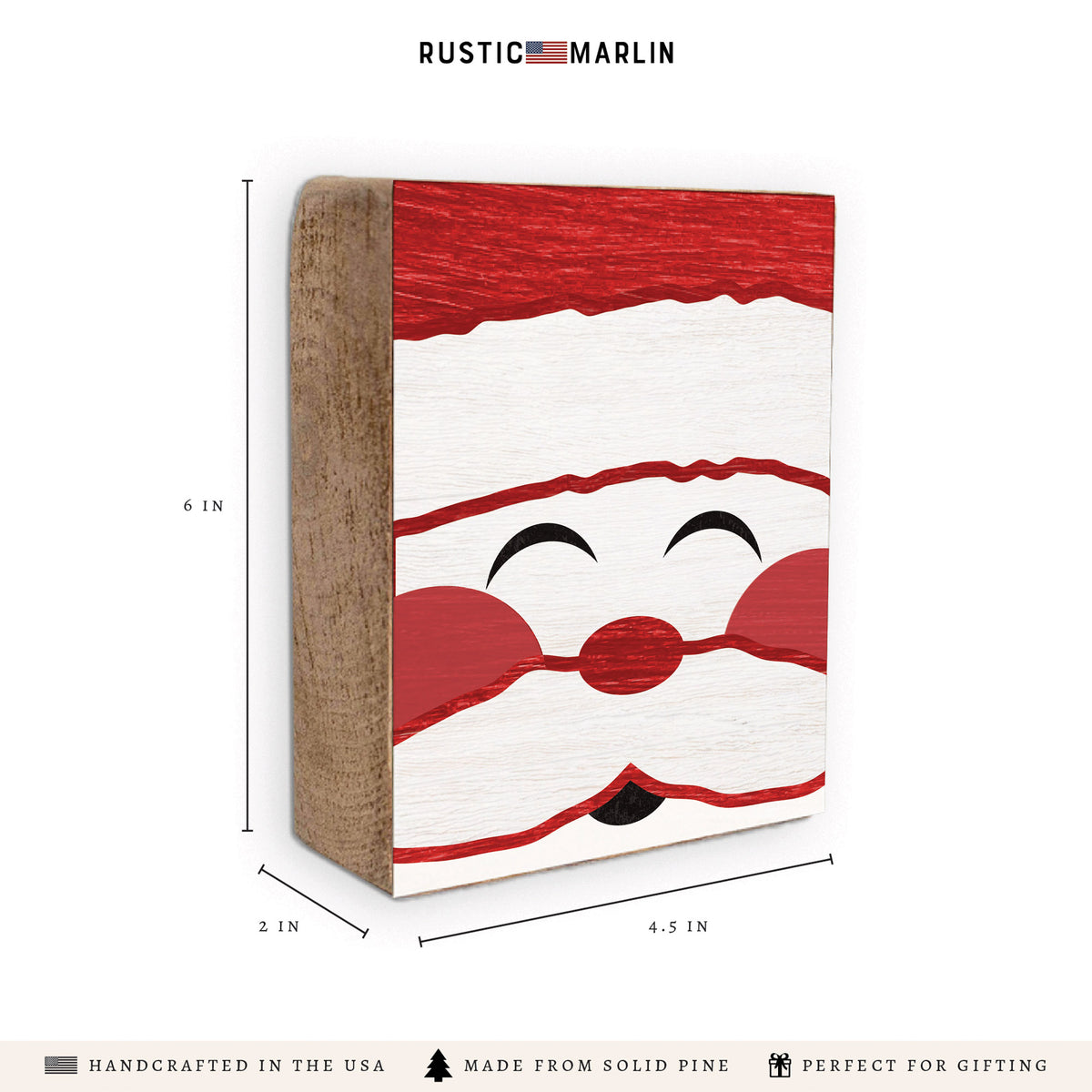 Santa Face Block Sign