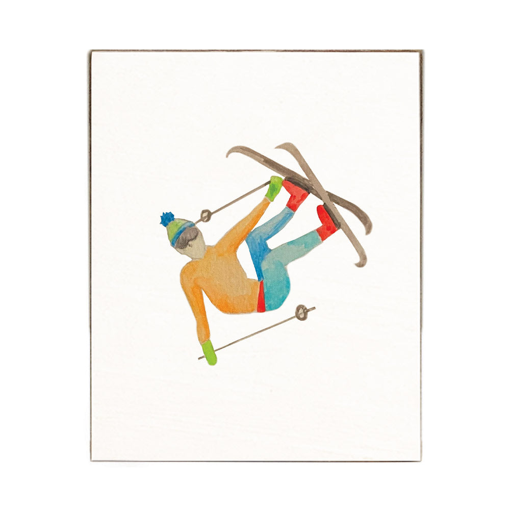 Watercolor Skier Block Sign