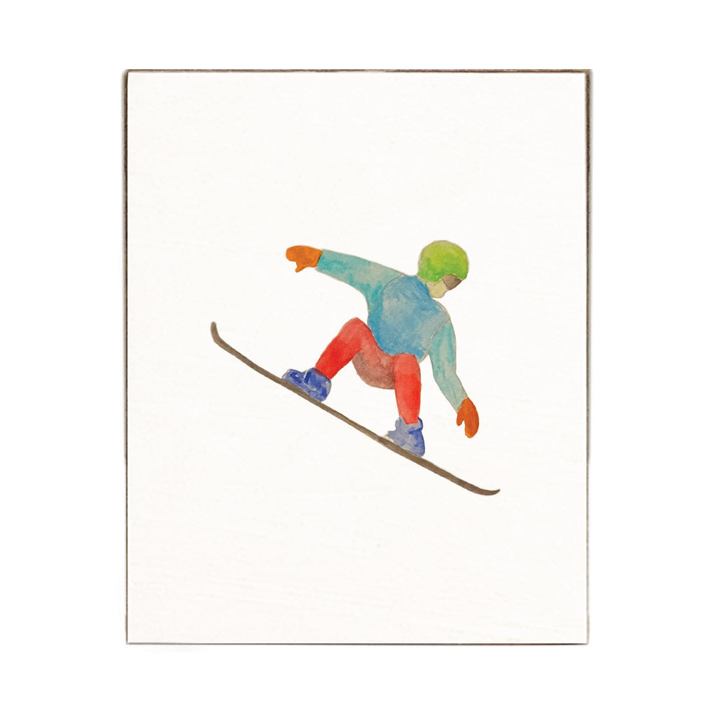 Watercolor Snowboarder Block Sign