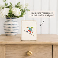 Watercolor Snowboarder Block Sign