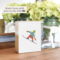 Watercolor Snowboarder Block Sign