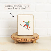 Watercolor Snowboarder Block Sign