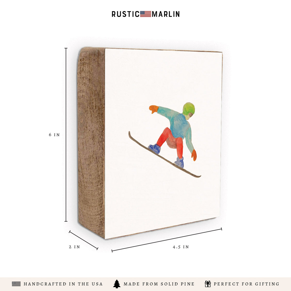 Watercolor Snowboarder Block Sign