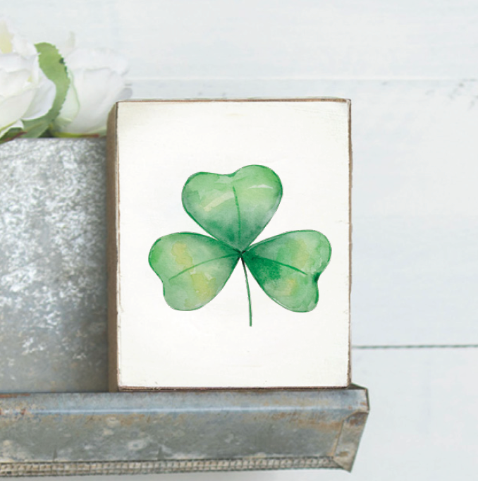 Watercolor Shamrock Block Sign