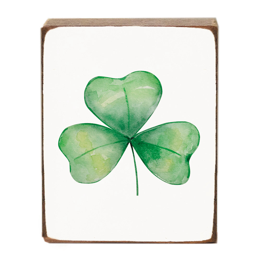 Watercolor Shamrock Block Sign
